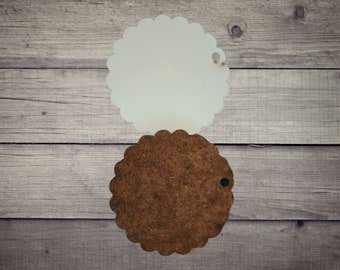 Scalloped Sublimation Blank: Hardboard Easter Basket Tag (3/3.5/4 inch)