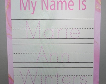 Personalized Name Tracing Board, Reusable Handwriting Practice