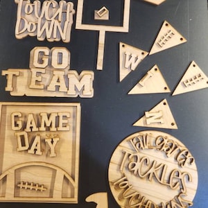 FOOTBALL TIER TRAY  - Game Day Blank Set - Unfinished 1/8&quot;  - Blanks - Wooden Shapes - laser cut shape - craft - Kids Crafts/fall football