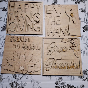 Interchangeable ladder wood inserts- Tiered Tray decor -Thanksgiving-unfinished Wood inserts-leaning ladder-laser cut inserts-Thanksgiving