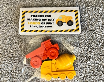 Construction Trucks Party Favor Crayons