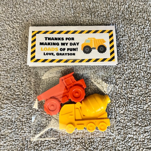 Construction Trucks Party Favor Crayons