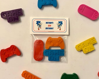 Recuerdos de fiesta con forma de crayón de videojuego de erizo