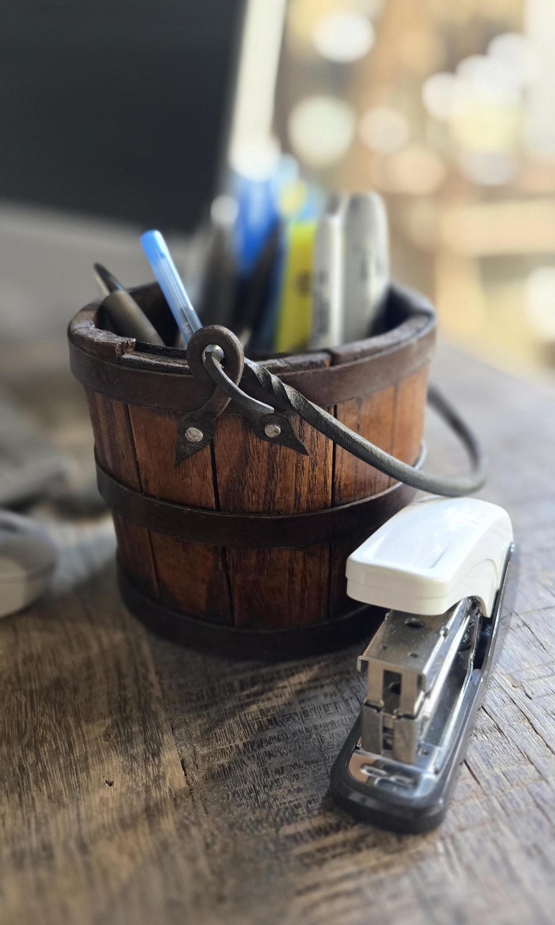 Vintage Chinese Wooden Bucket | Rustic 5" Small Barrel | Authentic ...