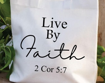 Minimalist Christian Commuter Tote : Faith Bible Verse Cotton Carryall Bag