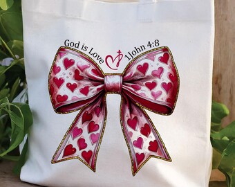 Christian Tote Bag: God Is Love, Recycled Cotton Shopping Bag