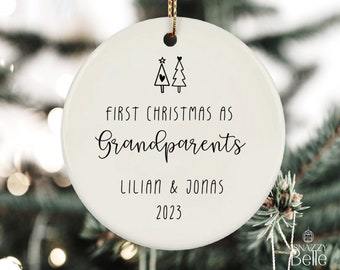 Personalized Grandparents First Christmas Ornament, Ceramic Xmas Tree Decor