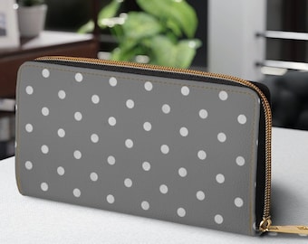 Ladies RFID Blocking Large Faux Leather Polka Dot Purse Zipped Coin Section 