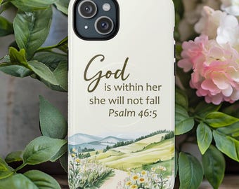 Christian iPhone Case: Nature Bible Verse, Magsafe Compatible