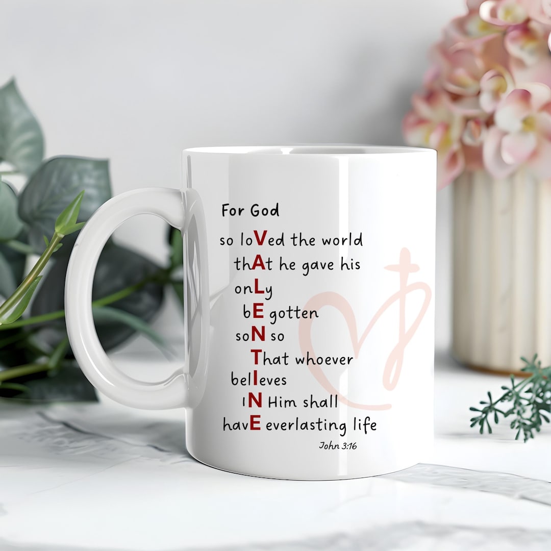 Religious Valentines Day Christian Gift, Personalized Bible Verse Mug