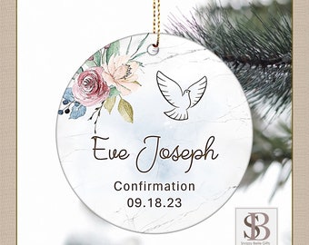 Personalized Confirmation Ornament,  Christian Gift Daughter, Holy Spirit Dove Decor,  Religious Milestone Keepsake Gift