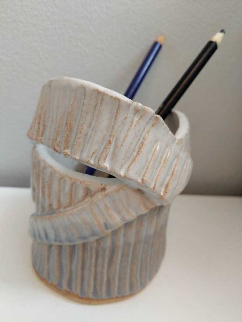 White Violet Ceramic Pencil Holder / Office Organizer / Unique Etsy