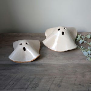 Handmade Clay Ceramic Ghost/ Speckled Halloween Decor for Tea Lights