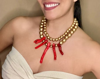 Statement beach sea coral bamboo luxury summer elegant classy modern unique socialite high end unusual sophisticated red gold social club