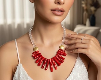 Statement beach sea coral bamboo trendy summer elegant classy modern unique socialite crystals unusual sophisticated red gold social club