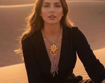 Summer Bloom: Classy Pink Agate Floral – Modern Elegance in Gold