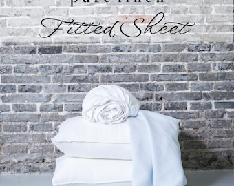 100% Linen FITTED SHEET – Stonewashed Linen Bed Sheets, Eco-Friendly Linen Sheets Bedding, Twin Double Queen King - Free ship from the US
