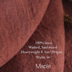 100% Washed Linen Fabric Heavyweight / Luxurious Linen Fabric Collection / Soft Heavyweight Linen fabric by the yard / Thick linen fabric Maple