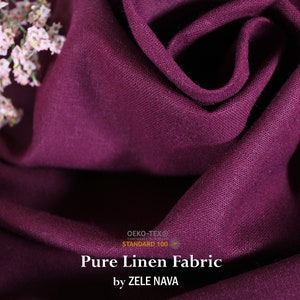 Dark purple Linen Fabric / Linen Fabric / Linen Fabric by the yard / Oeko Tex Fabric / Soft Linen Fabric / Medium weight linen fabric