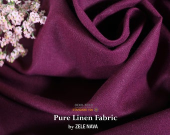 Dark purple Linen Fabric / Linen Fabric / Linen Fabric by the yard / Oeko Tex Fabric / Soft Linen Fabric / Medium weight linen fabric