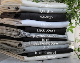 Gray, White, Off-White, Black Linen fabric by the yard/100% Linen and  Linen-cotton blend fabric for clothing, curtains/ European flax linen