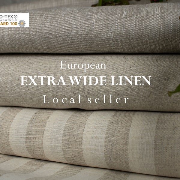 EXTRA WIDE linen fabric by the yard from Europe / UNDYED linen fabric by the yard for curtains, for draperies / Bedding fabric / Beige linen