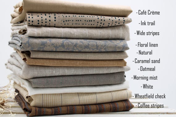 Linen fabric by the yard and Linen Cotton blend / Beige Linen Fabric for Clothing, for Curtains / EUROPEAN FLAX certified linen fabric