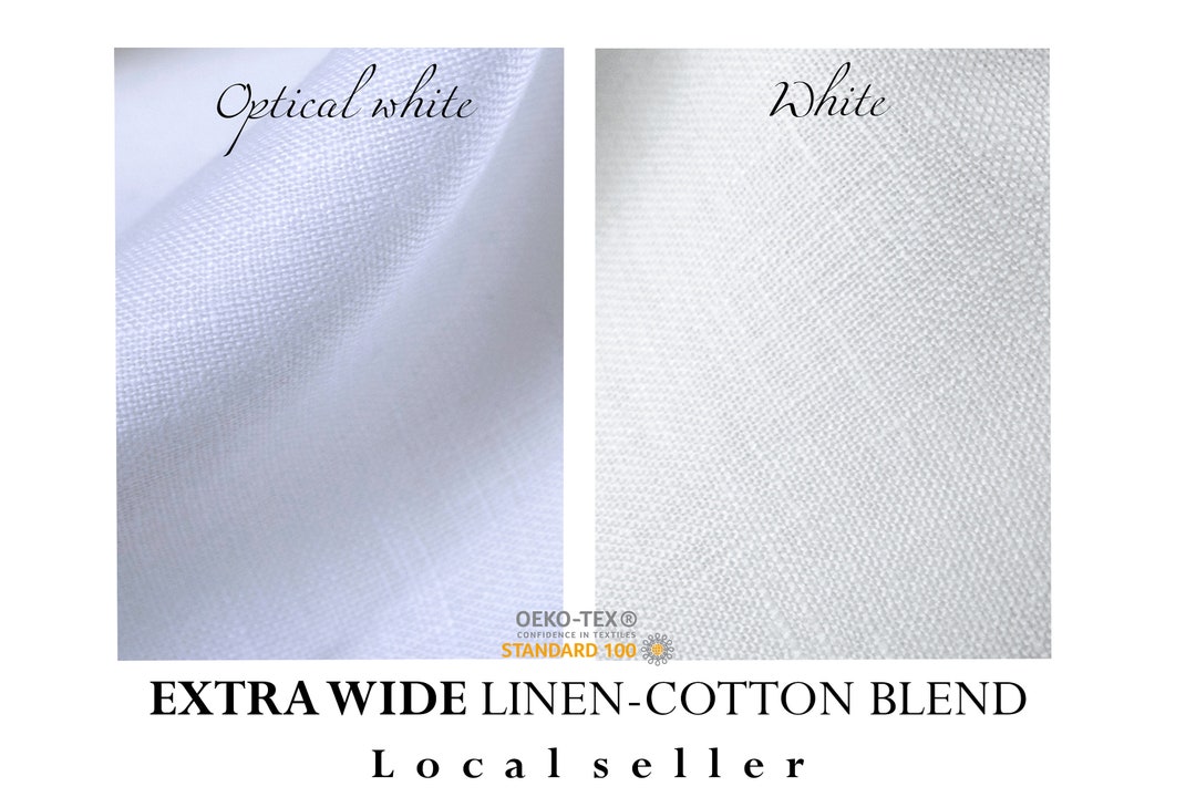 EXTRA WIDE Linen Fabric by the Yard / White Linen Fabric by the Yard