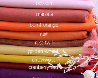 Linen Fabric by the Yard – 100% Linen and Cotton Linen Blend – Pink, Orange, Red, Yellow – For Clothing, Curtains and Home Textiles
