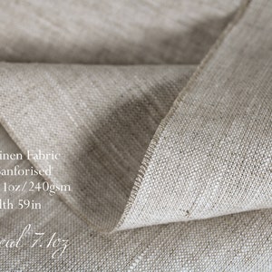 100% natural Undyed linen fabric by the yard from Europe Natural Light Medium Heavy weight linen for sewing cloth Upholstery linen fabric Oatmeal 7.1oz