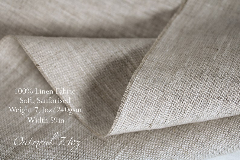 100% natural Undyed linen fabric by the yard from Europe Natural Light Medium Heavy weight linen for sewing cloth Upholstery linen fabric Oatmeal 7.1oz