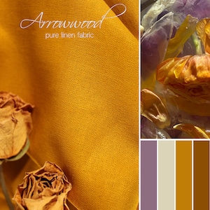 100% Linen Fabric by the yard / Yellow Linen Fabric / Best linen fabric for Clothing / Soft Medium weight Linen Flax / OEKO-TEX certified