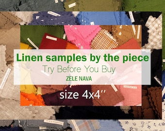 Linen Fabric Sample by the Piece | Pick Any Color | Linen & Linen-Cotton Fabric Swatches | Size 4x4''