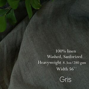 Premium Washed Heavyweight 100% Linen Fabric by the Yard | European Flax Certified | for Clothing, Curtains, Kitchen Linens | ZELE NAVA Gris
