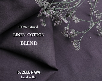 100% Natural Gray Lavender cloth  Linen Cotton Blend Fabric by the yard for clothing Lightweight linen blend fabric by the yard SHIP FROM US