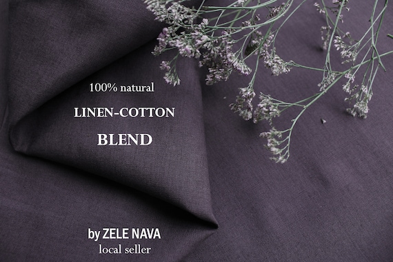 100% Natural Gray Lavender cloth  Linen Cotton Blend Fabric by the yard for clothing Lightweight linen blend fabric by the yard SHIP FROM US