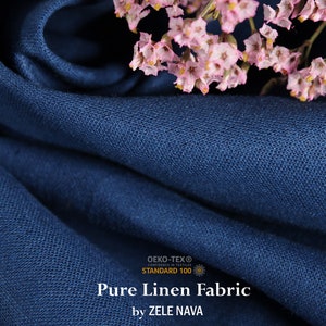 Dark blue Linen Fabric by the yard for clothing / Linen fabric for curtains / Softened Linen fabric by yard / 100% Linen fabric / Pure linen