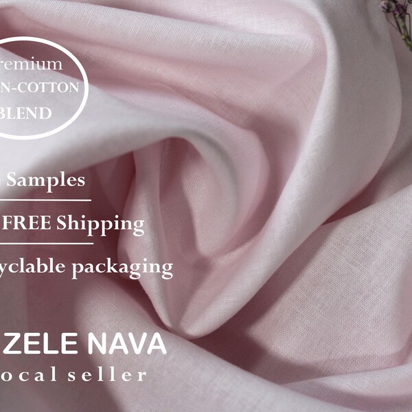 100% Natural Light pink cloth Linen Cotton Blend Fabric by the yard for clothing / Lightweight linen blend fabric by the yard SHIP FROM USA