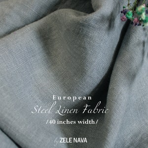 European Steel Gray linen fabric by the yard for clothing / 100% linen by the yard Medium weight / Washed linen fabric / FREE US SHIPPING