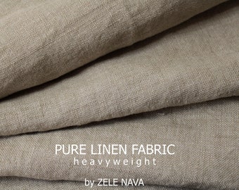 100% linen fabric by the yard for clothing / Washed linen fabric / Natural linen flax fabric by yard / Heavy weight linen fabric from USA