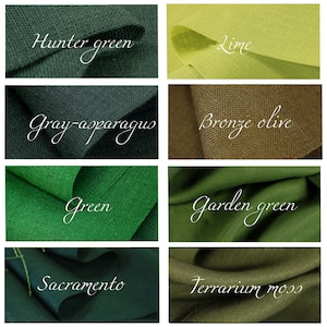 Green Linen Fabric by the yard / 100% linen / Dark Green linen by the yard / Sage green linen fabric / Olive linen fabric / Ship from USA