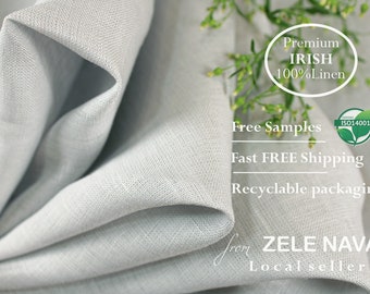 Premium IRISH Linen Fabric by the yard for clothing / 100% linen by yard / Snow gray linen fabric / Lightweight linen / Ship from USA