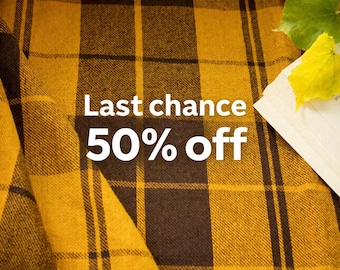 100% linen EXTRA WIDE Plaid fabric by the yard Yellow/Brown Linen fabric pattern Heavy weight linen fabric by the yard -upholstery etc