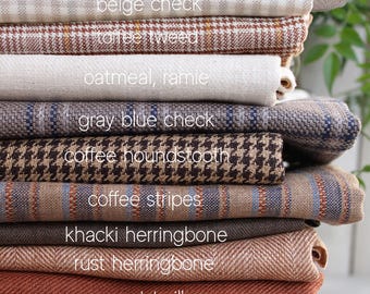 Linen fabric by the yard - Brown Rust Linen fabric - Beige Linen Fabric for Clothing, for Curtains - European Flax Linen - Herringbone Twill