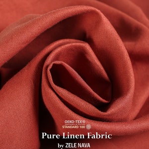 Marsala Linen Fabric / Linen Fabric / Oeko Tex Fabric / Linen Fabric by the yard for clothing / Soft Linen Fabric / Terracotta Linen Fabric