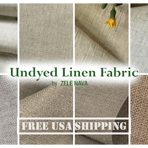 100% natural Heavy Linen Fabric by the yard / Upholstery Linen Fabric / Linen fabric for Curtains / Rustic linen fabric Farmhouse ZELE NAVA