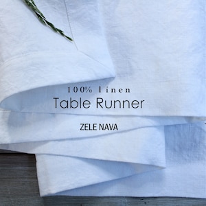 White Linen Table Runner Heavy weight Prewashed - Enchanted Flax Certified Linen Table Runner - Thick Table Runner - Custom Sizes Available