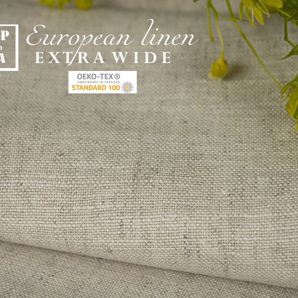 European Extra WIDE Linen Blend Fabric by the yard for curtains / Bedding fabric / UNDYED Linen Cotton Fabric by the yard / Ship from US