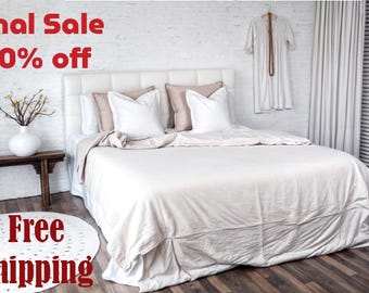 European Flax Linen Duvet Cover Set – Softened Bedding with Flap Closure, Pillowcases Included