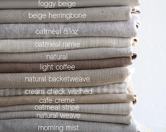 Beige Linen Fabric by the yard - Natural Linen-Cotton Blend Fabric – European Flax, for Sewing and Curtains